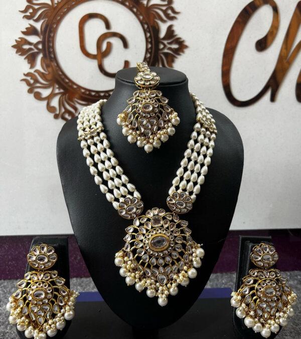 Pearl Gold Plated Long Necklace Set