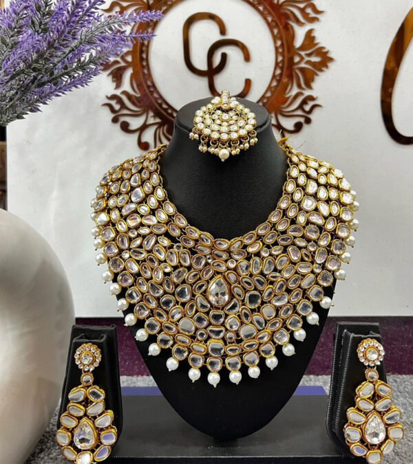 Gold Plated Kundan Bridal Necklace Set