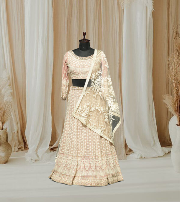 Peach Light Lucknowi Lehenga