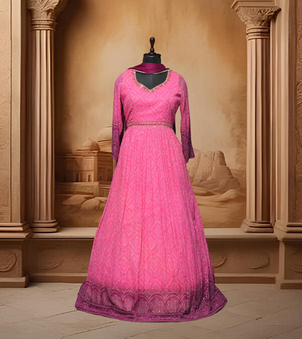 Pink Bandhani Bliss Gown