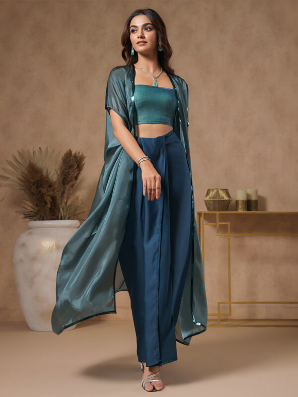 Teal Lagoon Embellished Three Piece Set